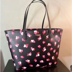 KATE SPADE MARGARETA FLUTTER HEARTS BLACK PINK TOTE BAG STYLE # KA265 NWT  $359